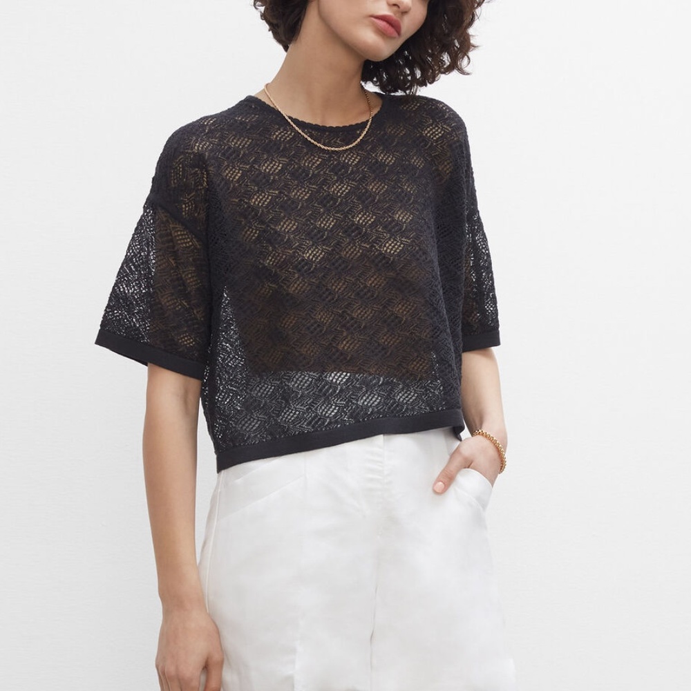 Lace Stitch Tee - New With Tags - NEVER WORN - Black